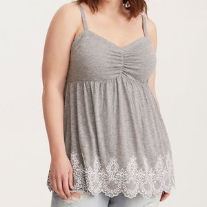 Torrid Eyelet Embroidery Cinch Front Babydoll Cami